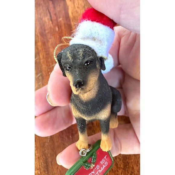 Vintage 90s Ganz Rottweilier Christmas Ornament Dog New Puppy's First Ch… - Picture 5 of 12